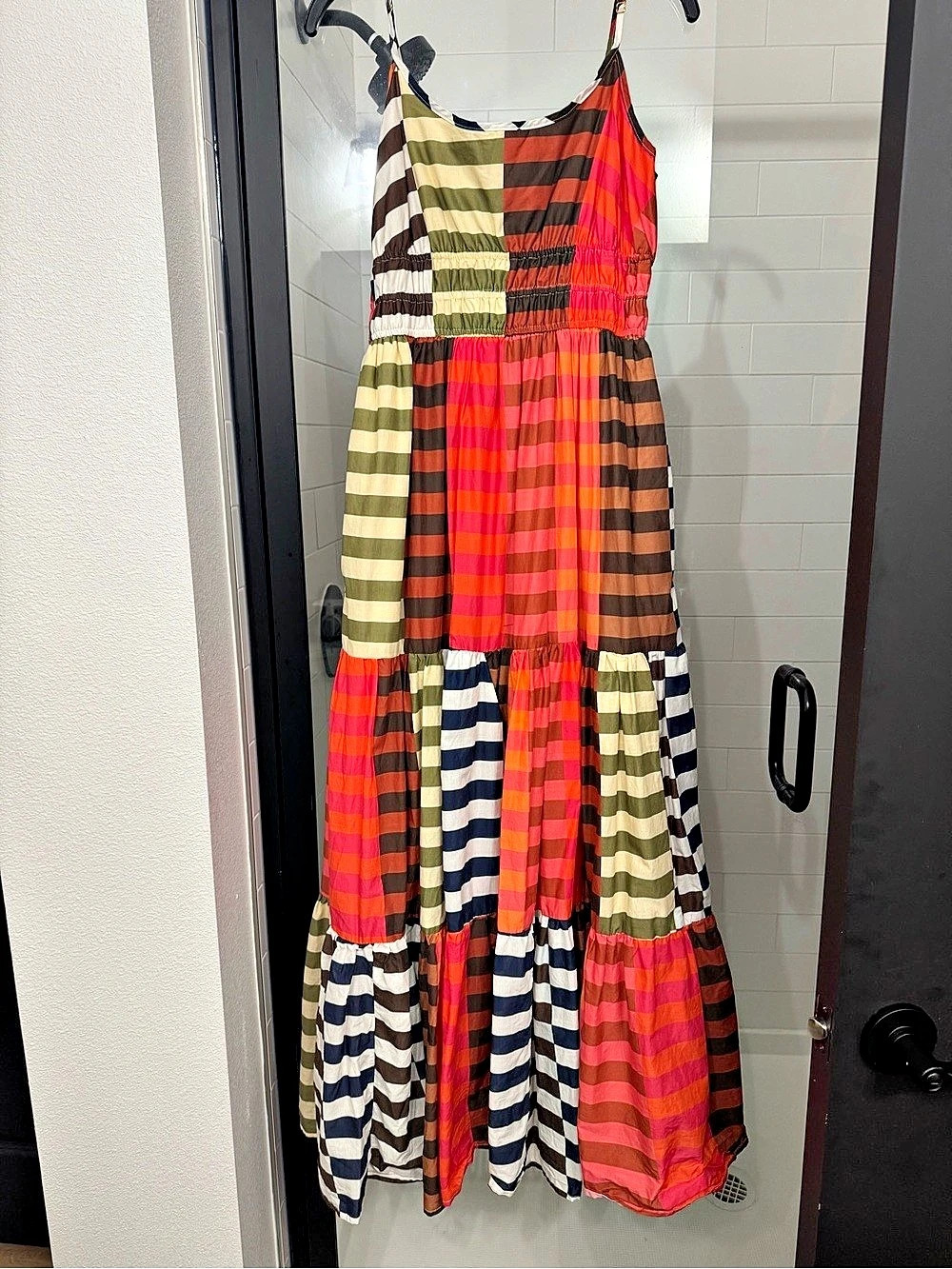 NWOT EVEREVE X HUTCH Striped Patchwork Maxi Dress Size Large